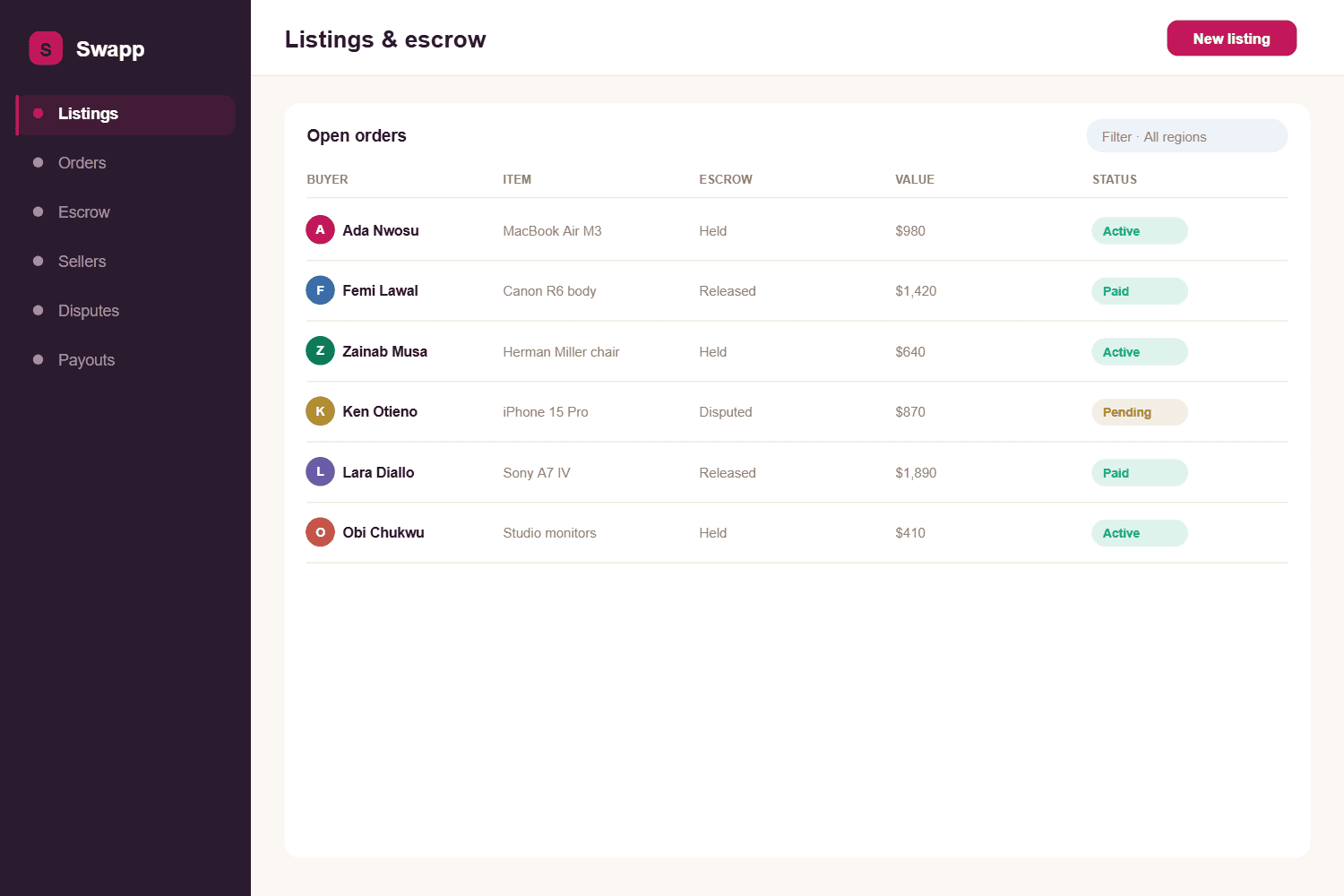 Marketplace web app — Marketplace web application
