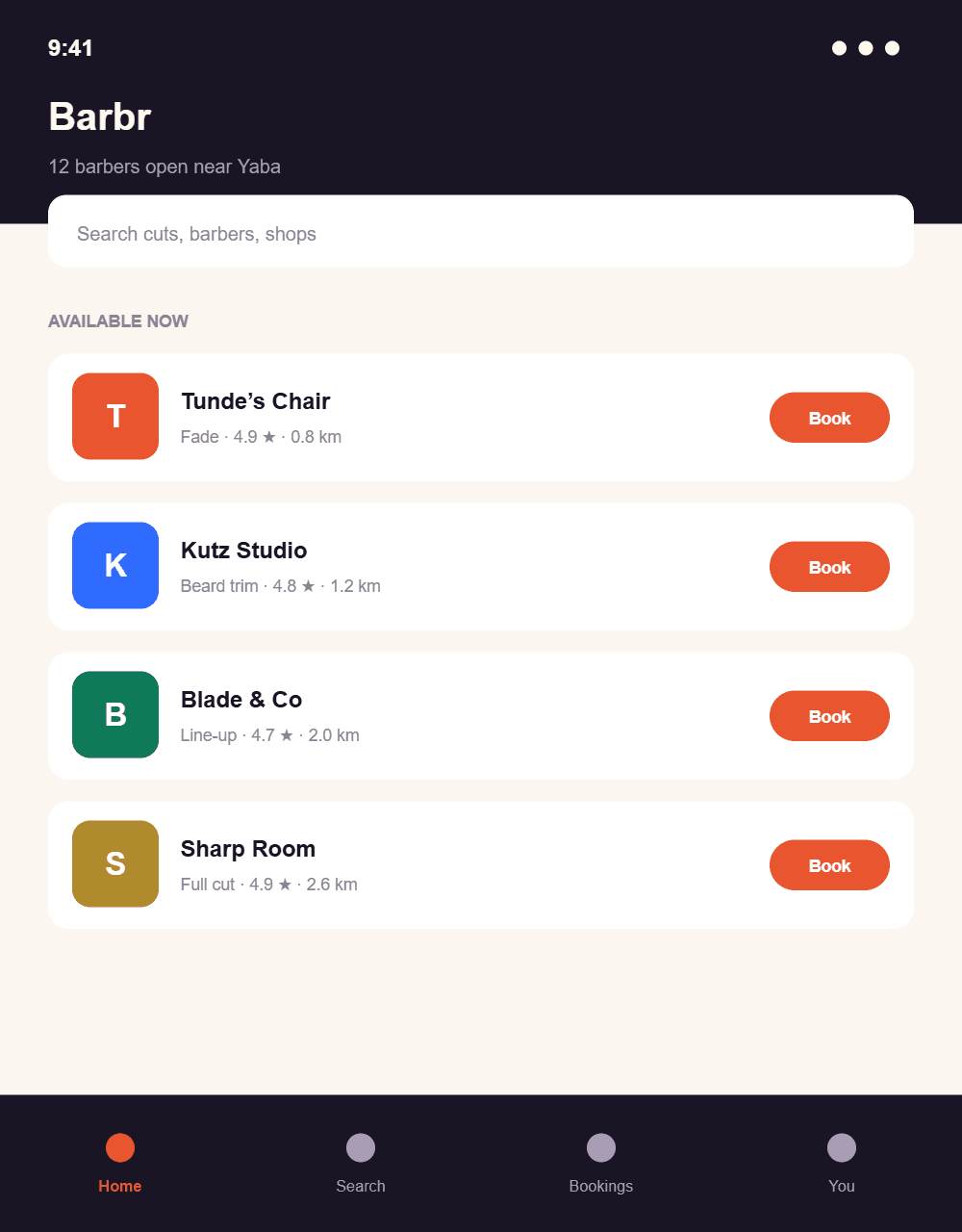 Mobile app screen
